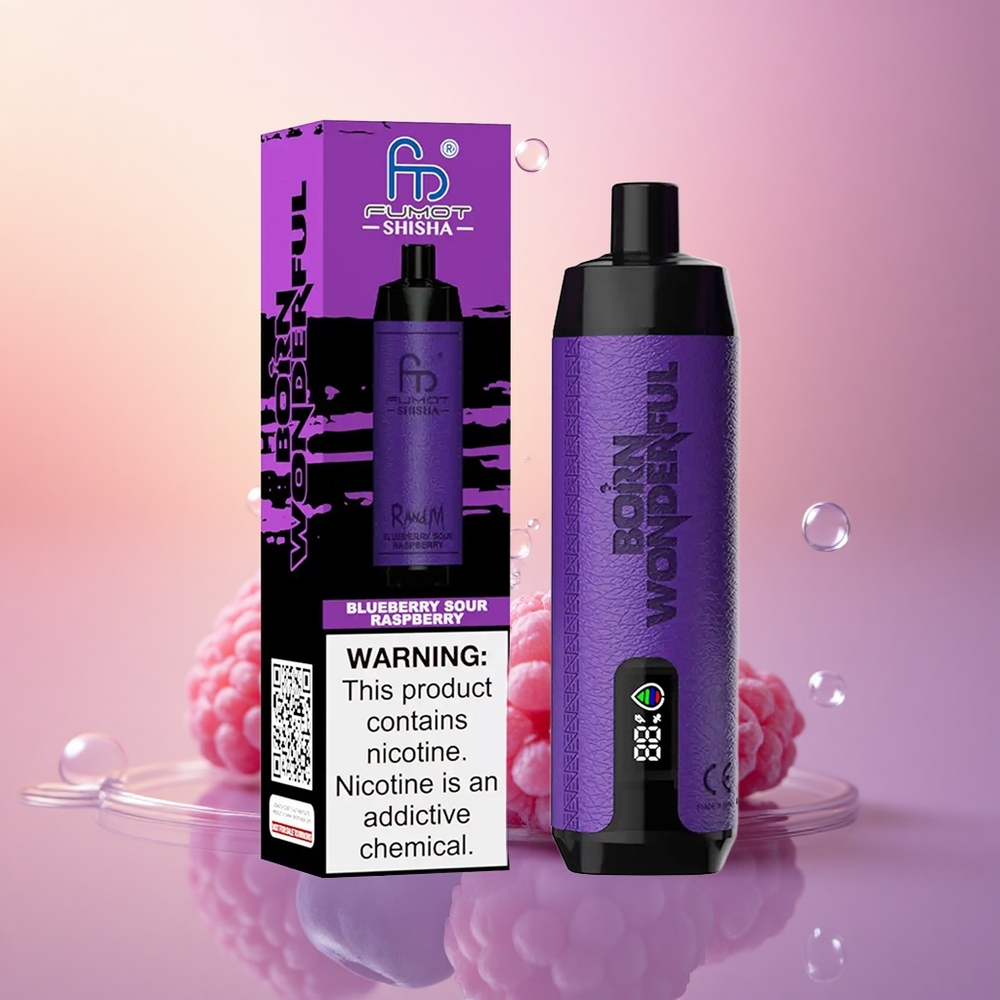 RandM Fumot Shisha 10000 Puffs Blueberry Sour Raspberry LED 850mAh Type-C