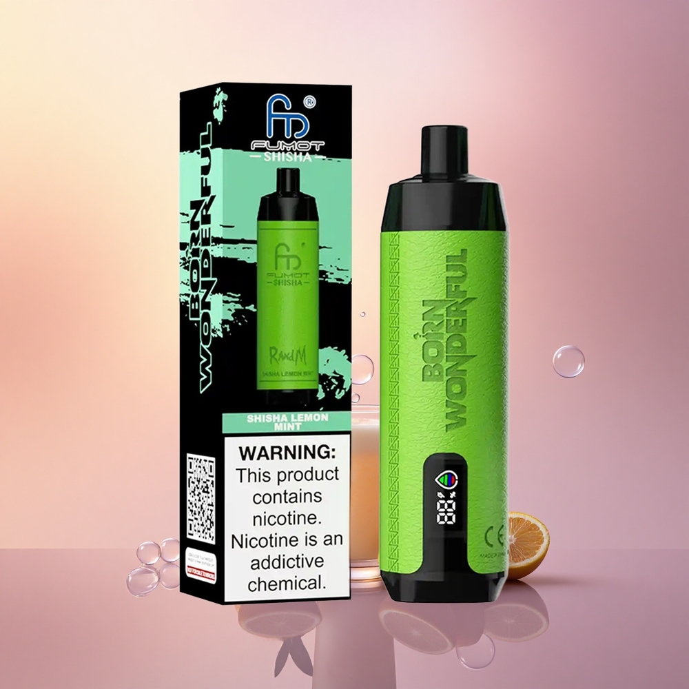 RandM Fumot Shisha 10000 Puffs Lemon Mint Mesh Coil Disposable Vape