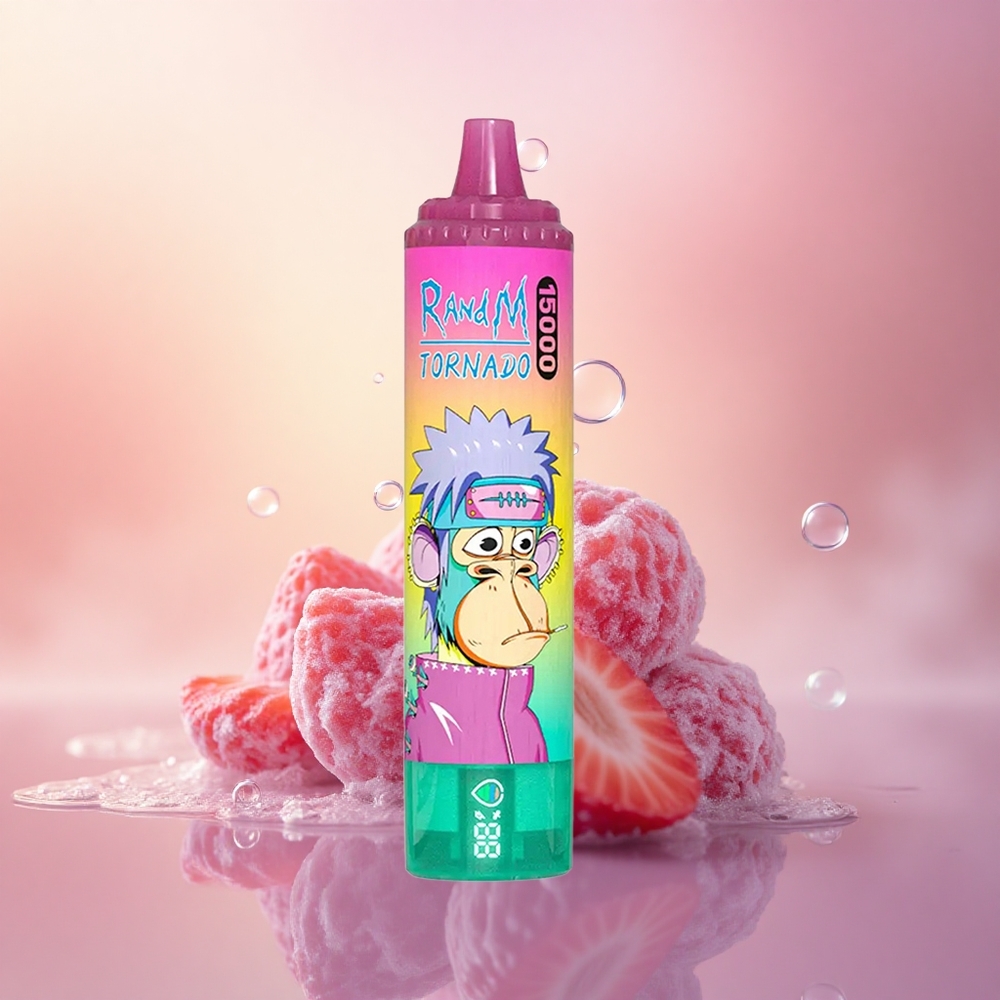 RandM Fumot Tornado 15000 Puffs Strawberry Ice 25ml Mesh LCD