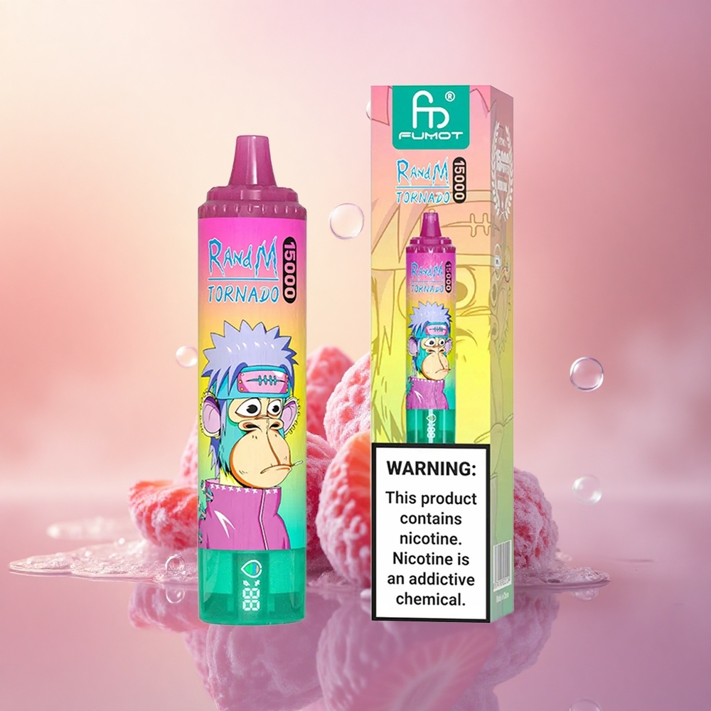 RandM Fumot Tornado 15000 Puffs Strawberry Ice 25ml Mesh LCD
