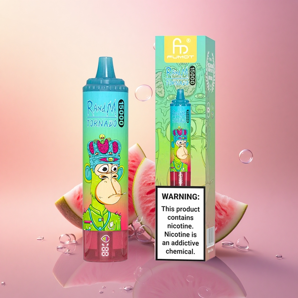 RandM Fumot Tornado 15000 Puffs Strawberry Watermelon 25ml Mesh LCD