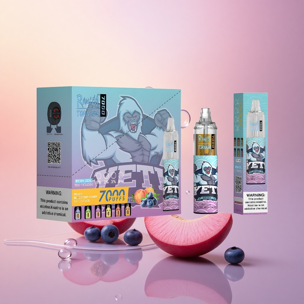 RandM Fumot Tornado 7000 Puffs Peach Blueberry Candy 14ML Mesh 5%