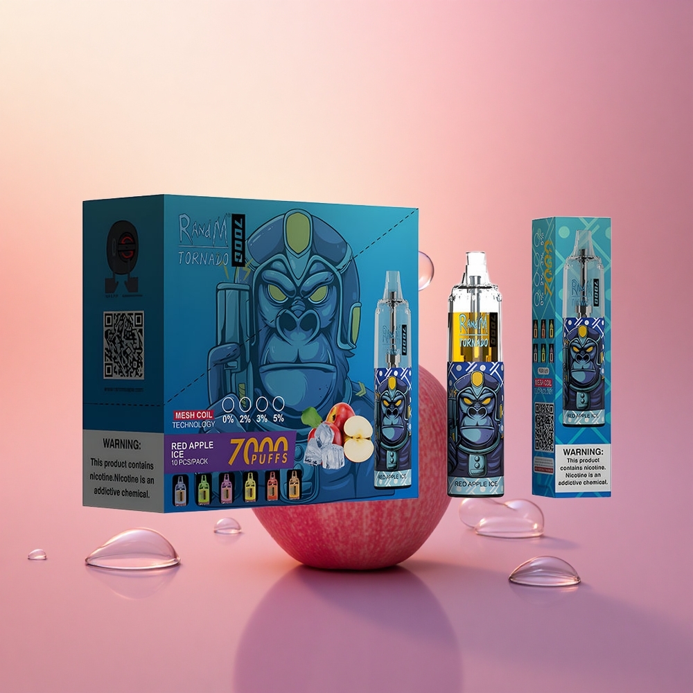 RandM Fumot Tornado 7000 Puffs Red Apple Ice Mesh Coil Type-C RGB