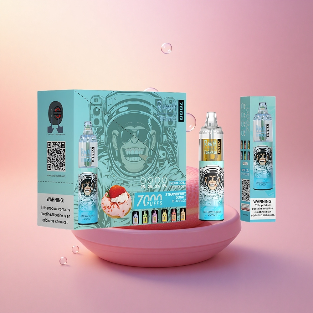 RandM Fumot Tornado 7000 Puffs Strawberry Donut Mesh 14ML 5% Nicotine