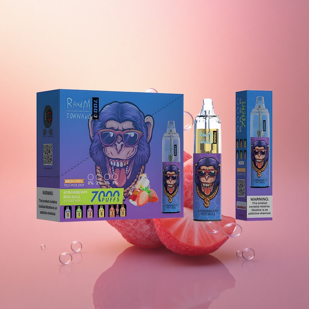 RandM Fumot Tornado 7000 Puffs Strawberry Red Bull 14ML Mesh