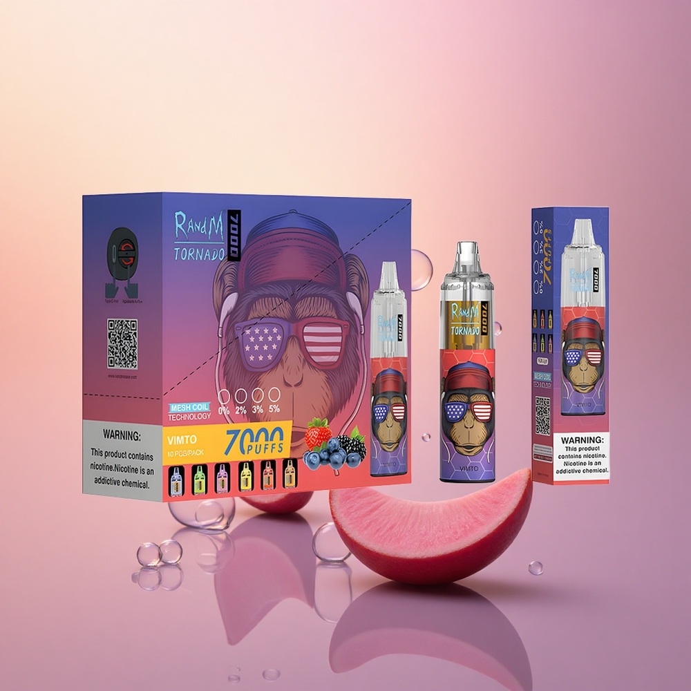 RandM Fumot Tornado 7000 Puffs Vimto Mesh RGB Disposable Vape with Type-C Port and Air-Adjustable