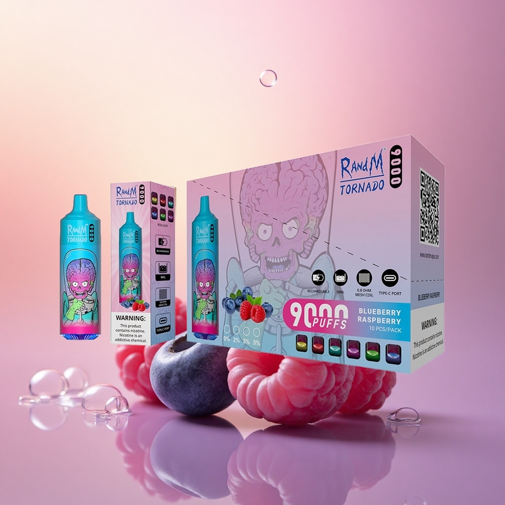 RandM Fumot Tornado 9000 Puffs Blueberry Raspberry Mesh 18mL RGB 850mAh