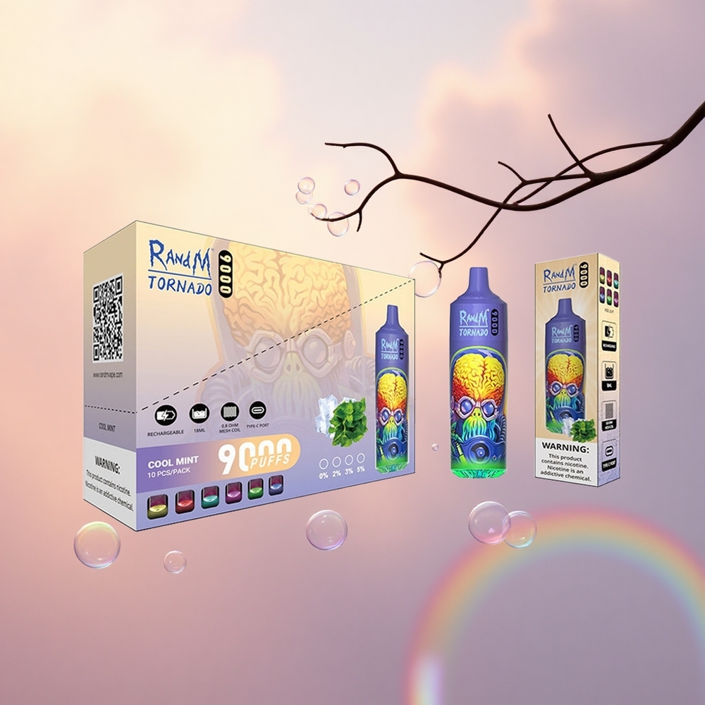 RandM Fumot Tornado 9000 Puffs Cool Mint Mesh RGB 18mL Rechargeable