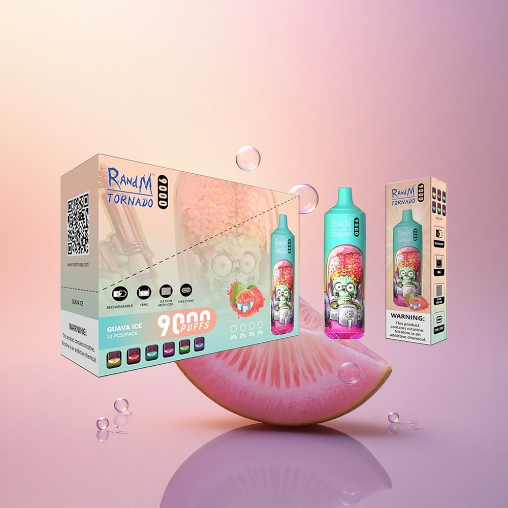 RandM Fumot Tornado 9000 Puffs Guava Ice Mesh 18mL RGB Display