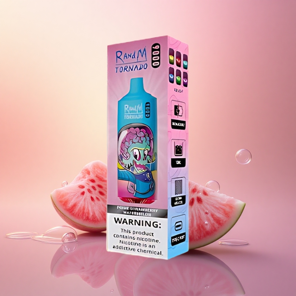 RandM Fumot Tornado 9000 Puffs Prime Strawberry Watermelon 18mL Mesh RGB