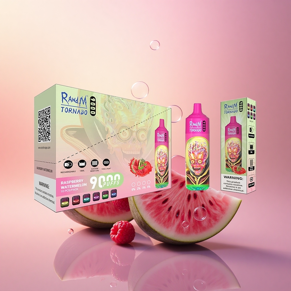 RandM Fumot Tornado 9000 Puffs RGB Mesh Watermelon 18mL Rechargeable