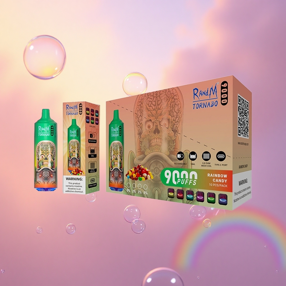 RandM Fumot Tornado 9000 Puffs Rainbow Candy 9000 Puffs 18mL Mesh Coil