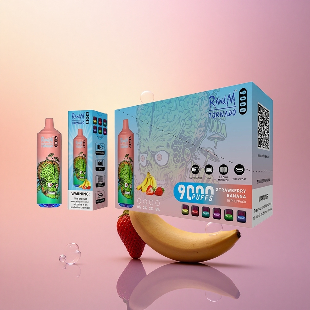 RandM Fumot Tornado 9000 Puffs Strawberry Banana Mesh 18mL RGB