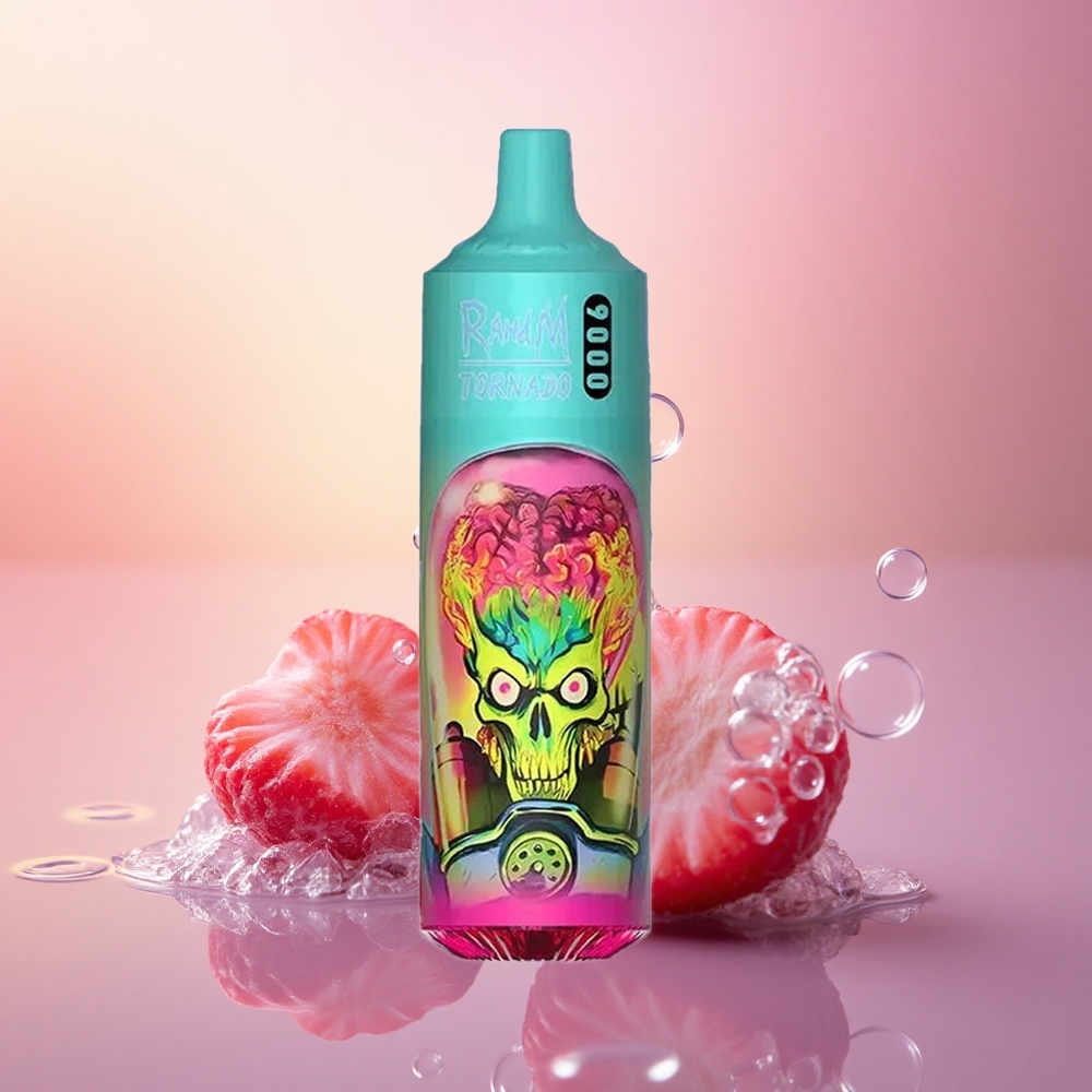 RandM Fumot Tornado 9000 Puffs Strawberry Raspberry Cherry Ice with 850mAh Rechargeable Battery and 18mL E-liquid