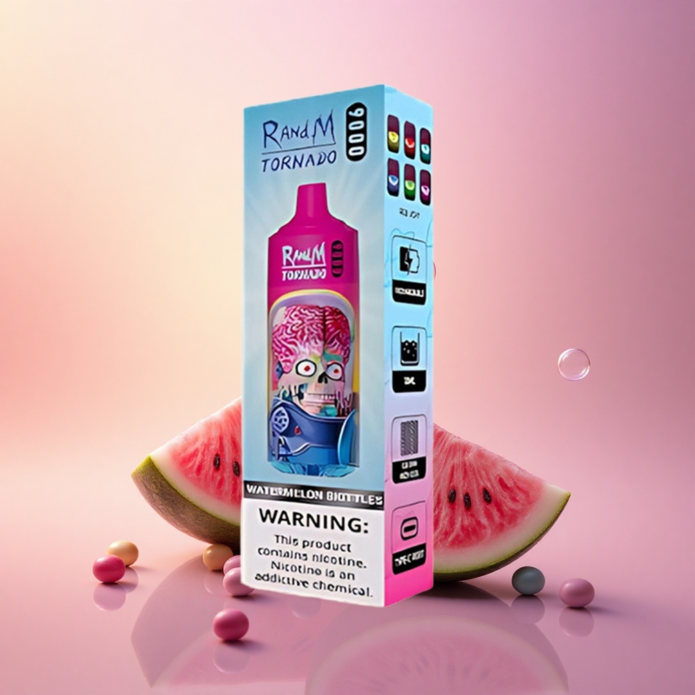 RandM Fumot Tornado 9000 Puffs Watermelon Mesh Skittles 850mAh RGB
