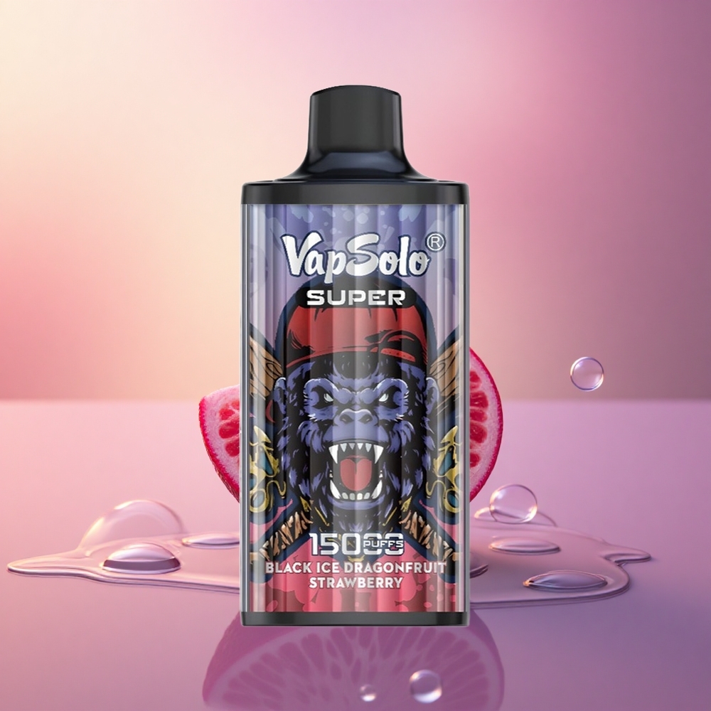 Vapsolo Super 15000 Puffs Black Ice Dragonfruit Strawberry 40ml Type-C Mesh
