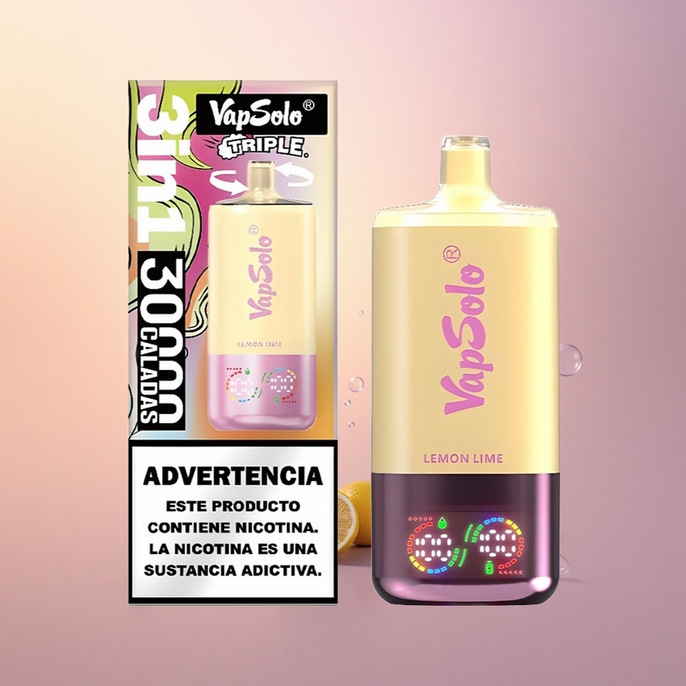 Vapsolo Triple 30000 Puffs Lemon Lime Triple Tank 40ml Type-C