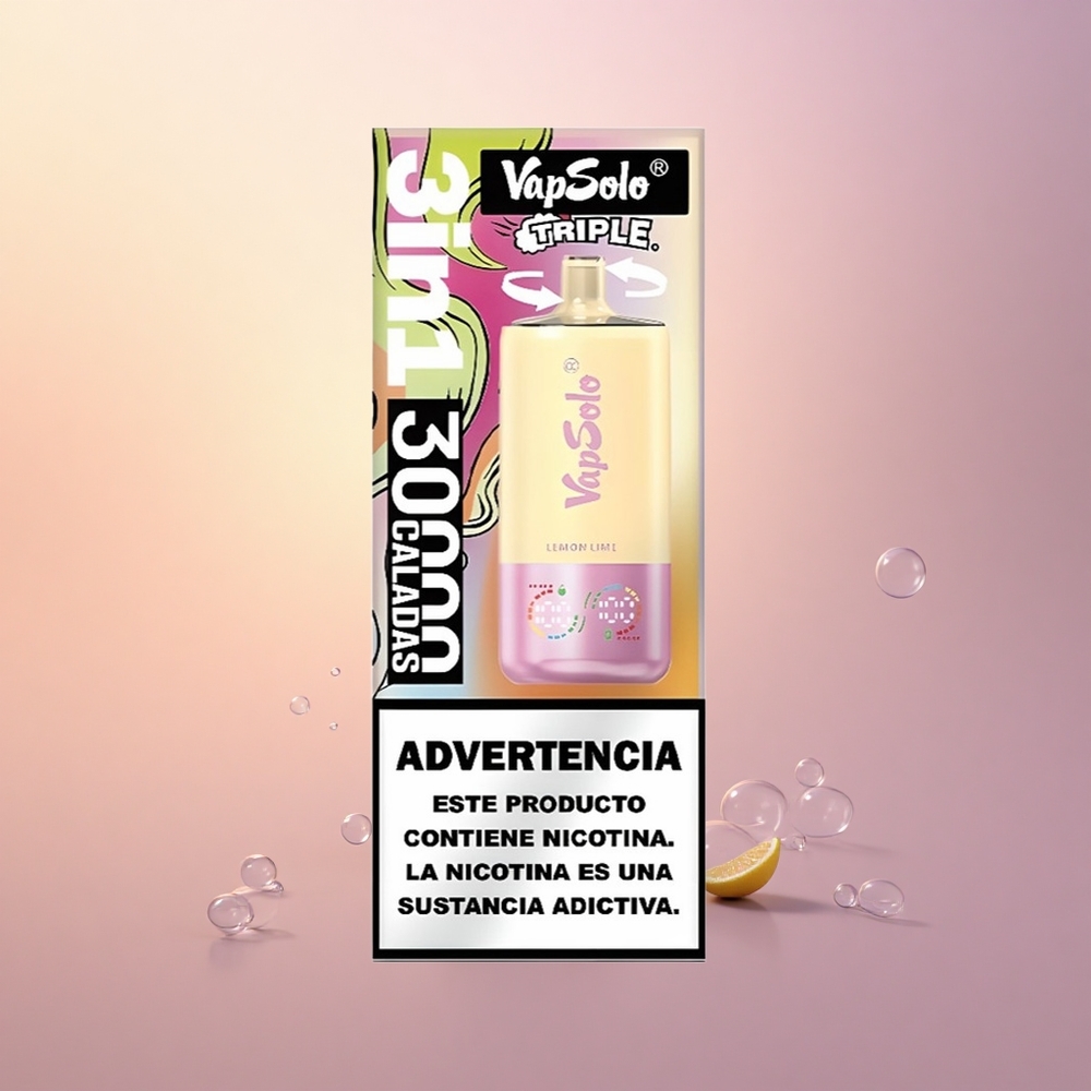Vapsolo Triple 30000 Puffs Lemon Lime Triple Tank 40ml Type-C