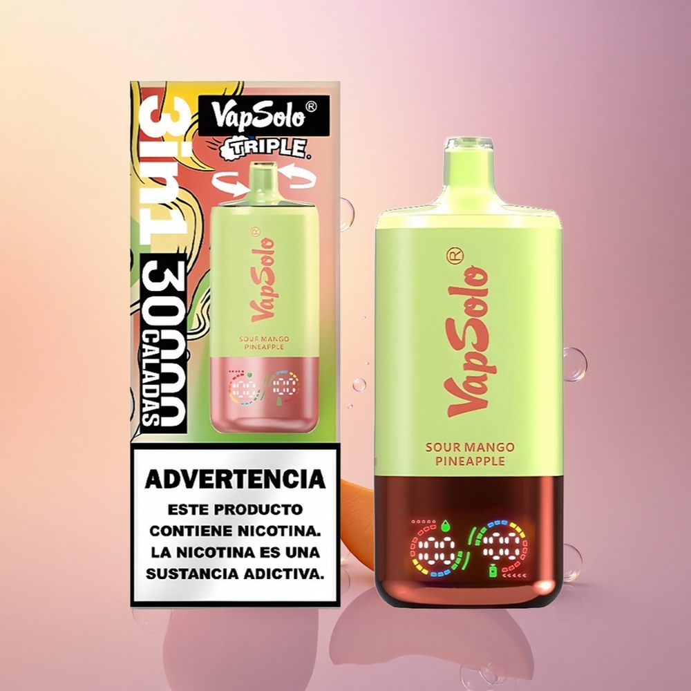 Vapsolo Triple 30000 Puffs Sour Mango Pineapple Triple Tank 40ml Type-C