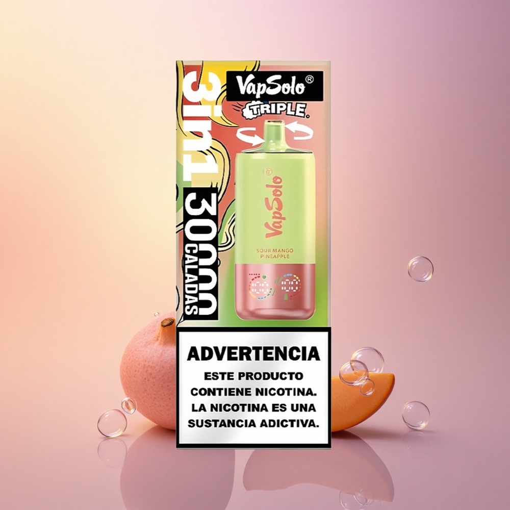 Vapsolo Triple 30000 Puffs Sour Mango Pineapple Triple Tank 40ml Type-C
