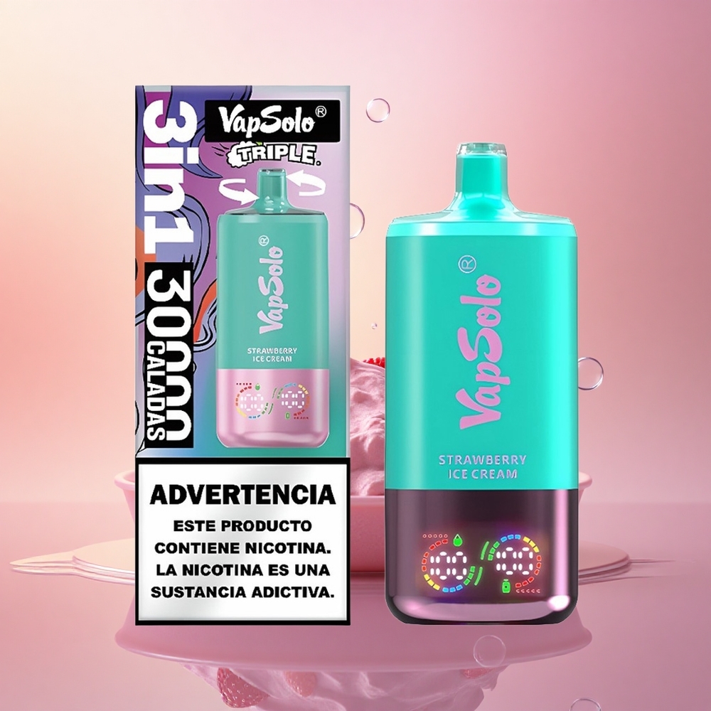 Vapsolo Triple 30000 Puffs Strawberry Ice Cream Triple Tank 40ml Type-C