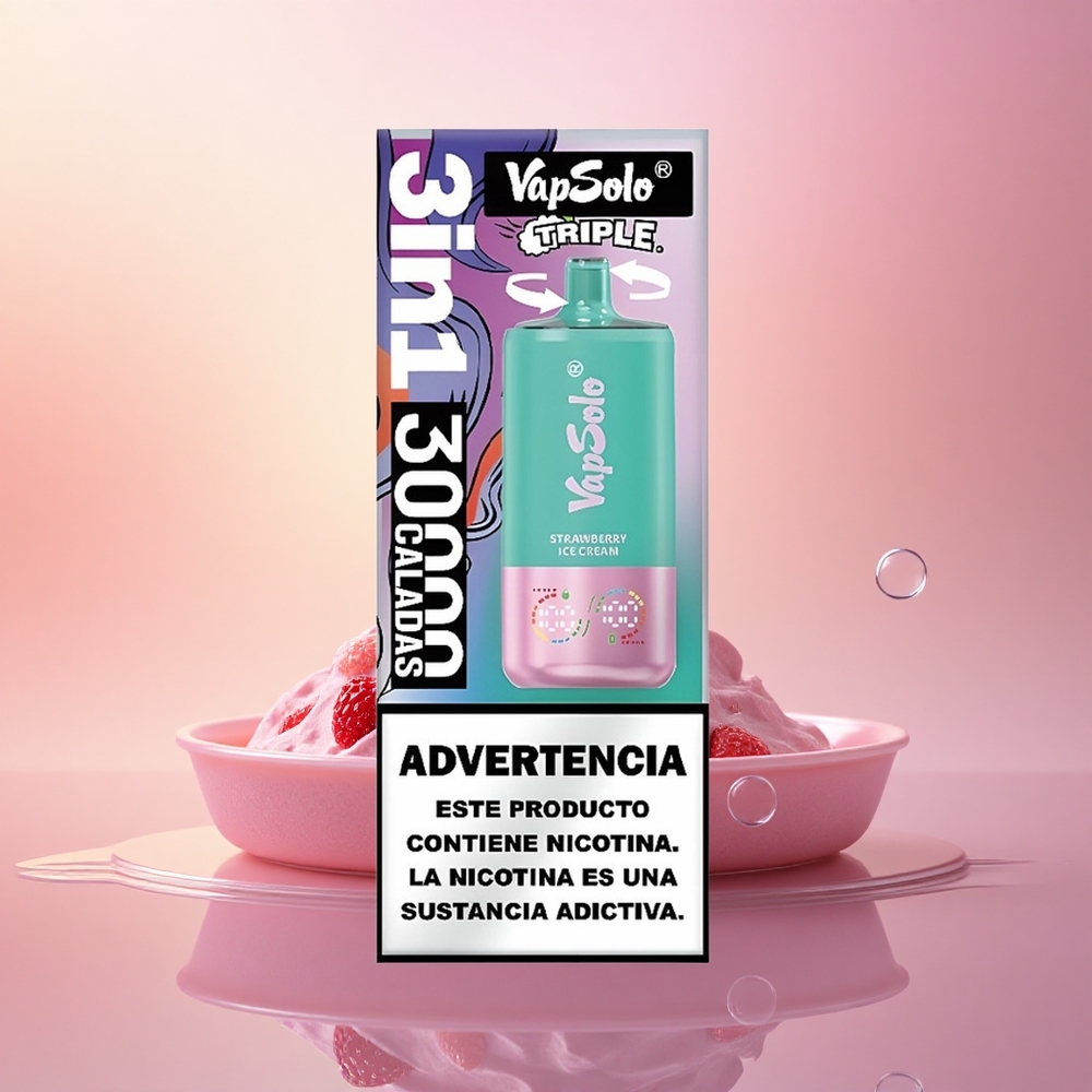 Vapsolo Triple 30000 Puffs Strawberry Ice Cream Triple Tank 40ml Type-C