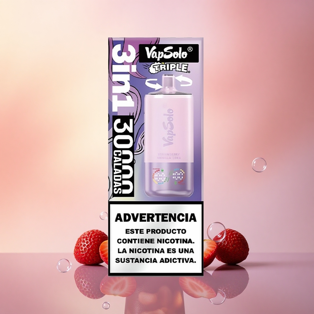 Vapsolo Triple 30000 Puffs Strawberry Vanilla Coke 40ml Type-C Triple Tank