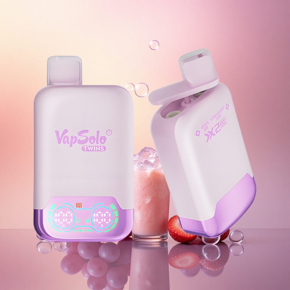 Vapsolo Twins 20000 Puffs Grape Ice & Strawberry Kiwi 40ml Dual Tank Type-C