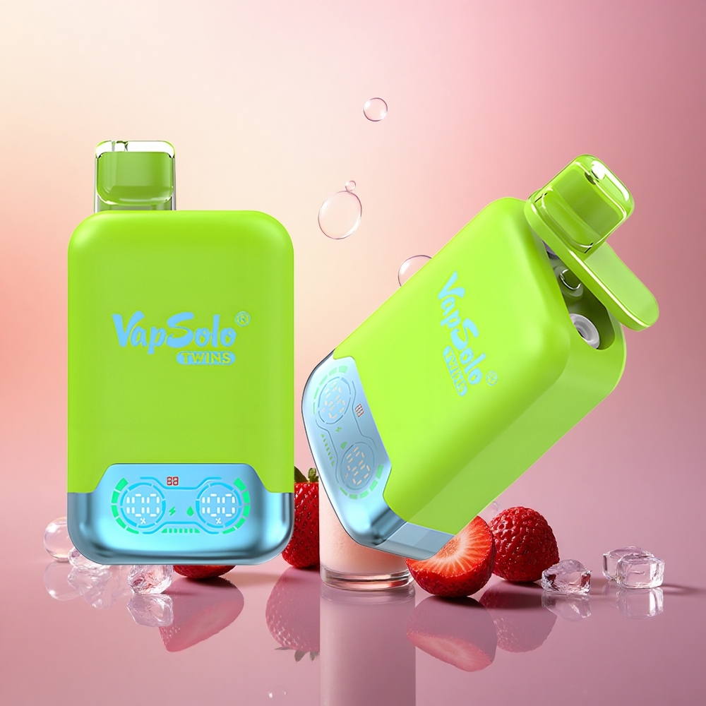 Vapsolo Twins 20000 Puffs Strawberry Kiwi & Strawberry Raspberry Cherry Ice Type-C Dual Tank