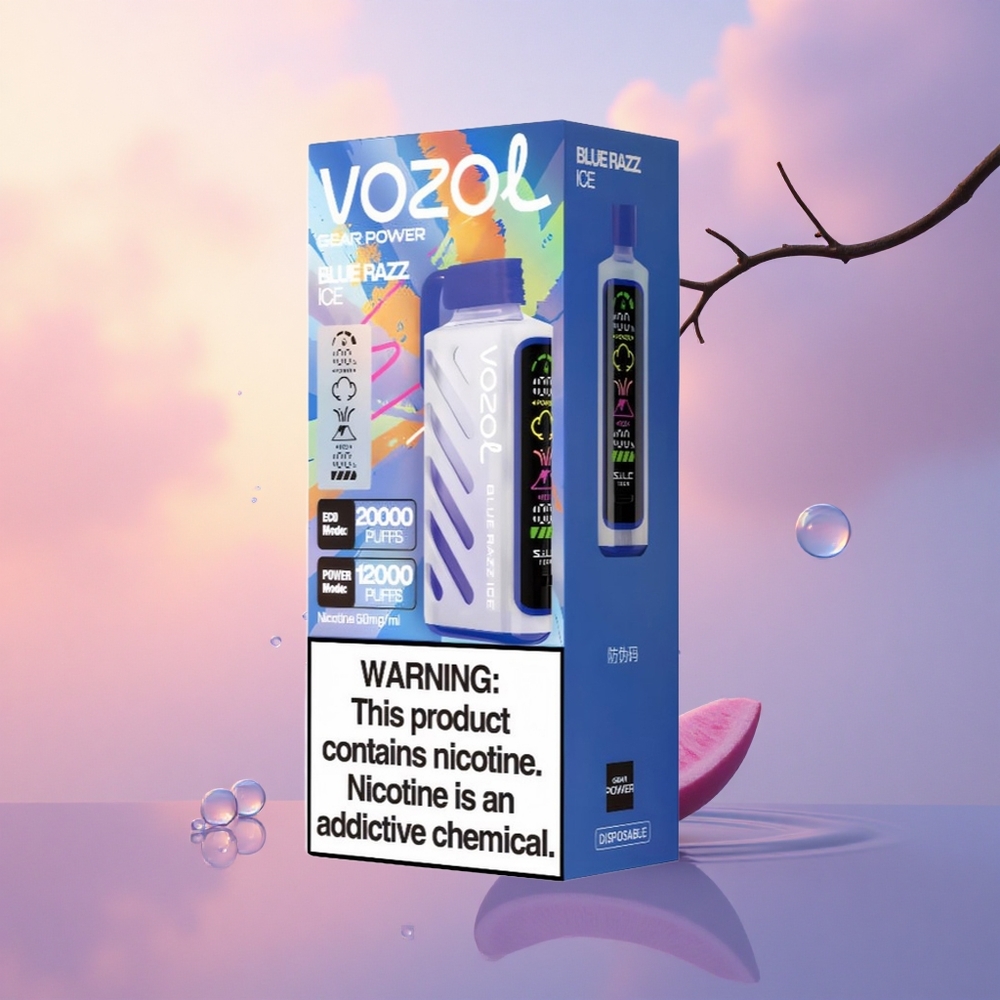 VOZOL Gear Power 20000 Puffs Blue Razz Ice Dual Mesh Full Screen 20mL