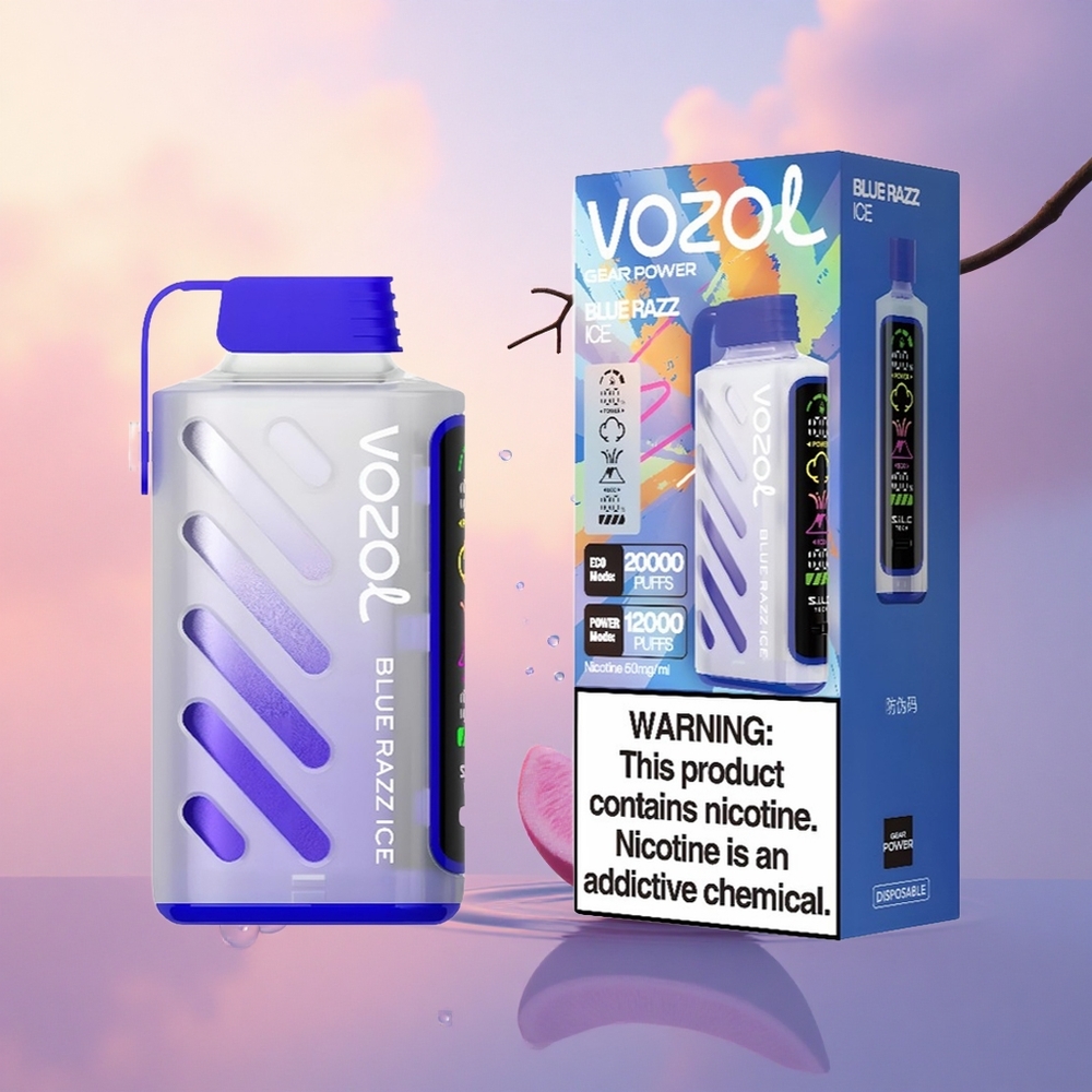 VOZOL Gear Power 20000 Puffs Blue Razz Ice Dual Mesh Full Screen 20mL