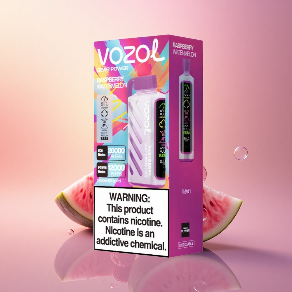 VOZOL Gear Power 20000 Puffs Dual Mesh Raspberry Watermelon 20mL