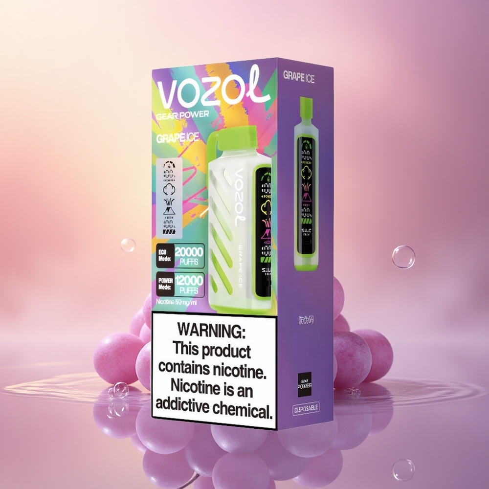 VOZOL Gear Power 20000 Puffs Grape Ice S.i.L.C. Tech Dual Mesh 20mL