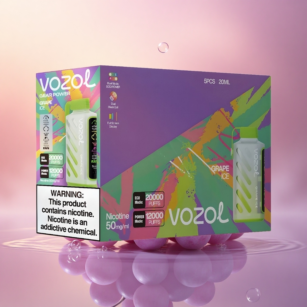 VOZOL Gear Power 20000 Puffs Grape Ice S.i.L.C. Tech Dual Mesh 20mL
