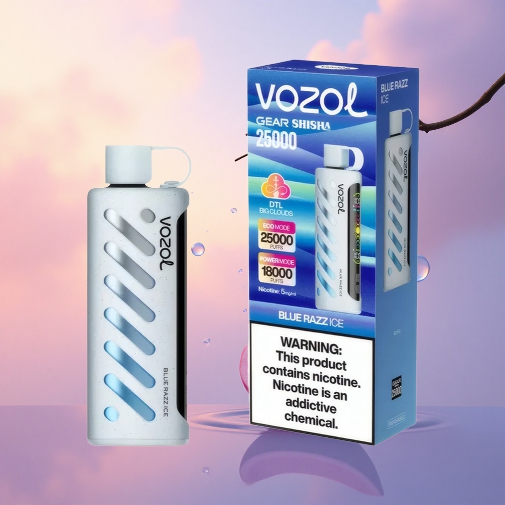 VOZOL Gear Shisha 25000 Puffs Blue Razz Ice Dual Mesh 5mg
