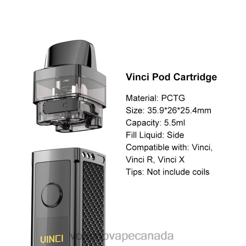 VOOPOO VINCI REPLACEMENT POD (2Pcs) Black 22FNH554 VOOPOO Drag Canada